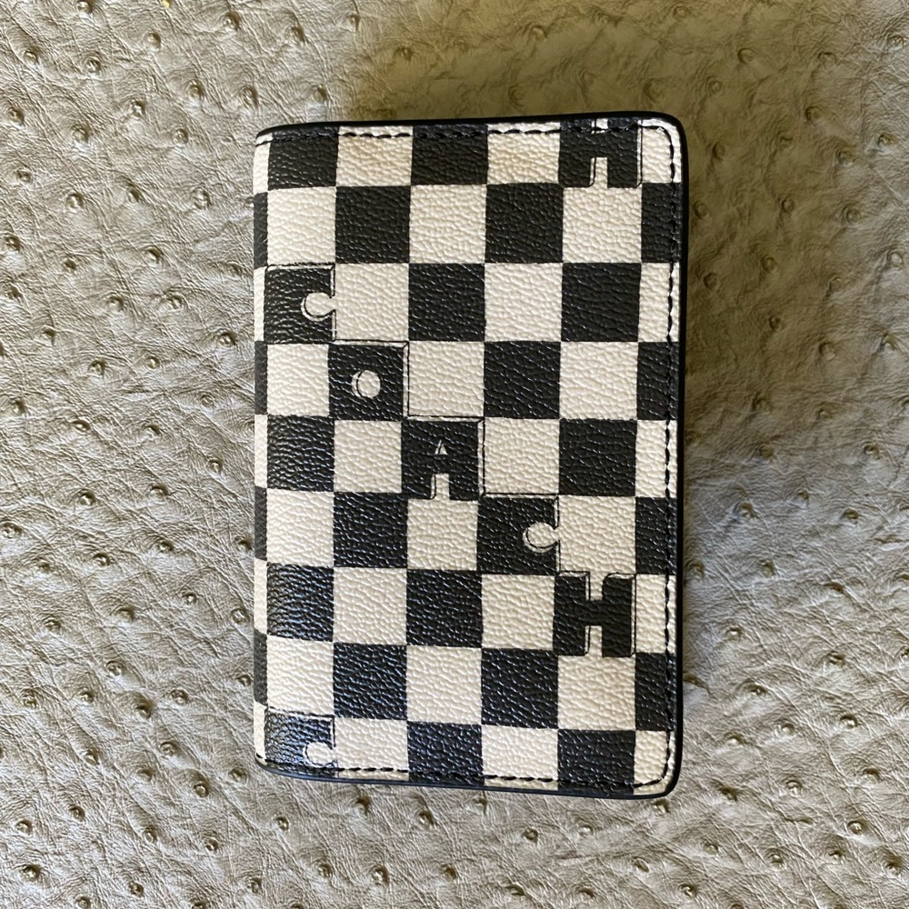 NWT Coach Checker Print Bifold Wallet